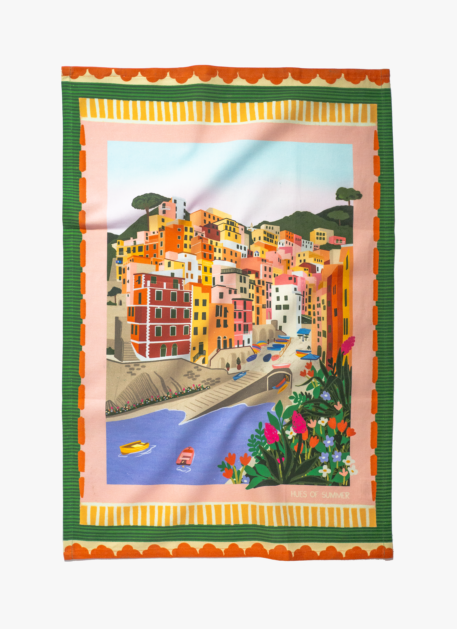 Sunset in Cinque Terre Tea Towel